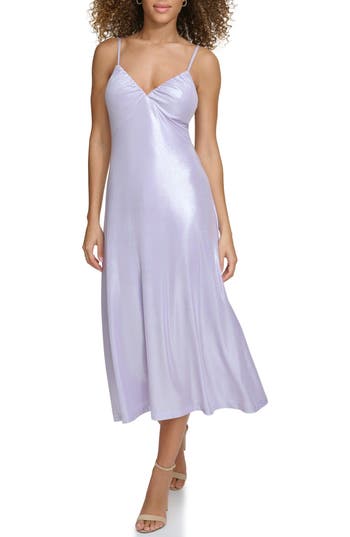 Siena Metalllic Knit Slipdress In Lilac