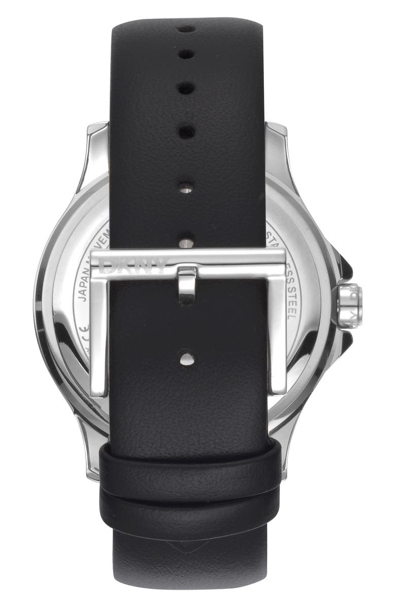 GEVRIL Crystal Bezel Leather Strap Watch, 38mm, Alternate, color,