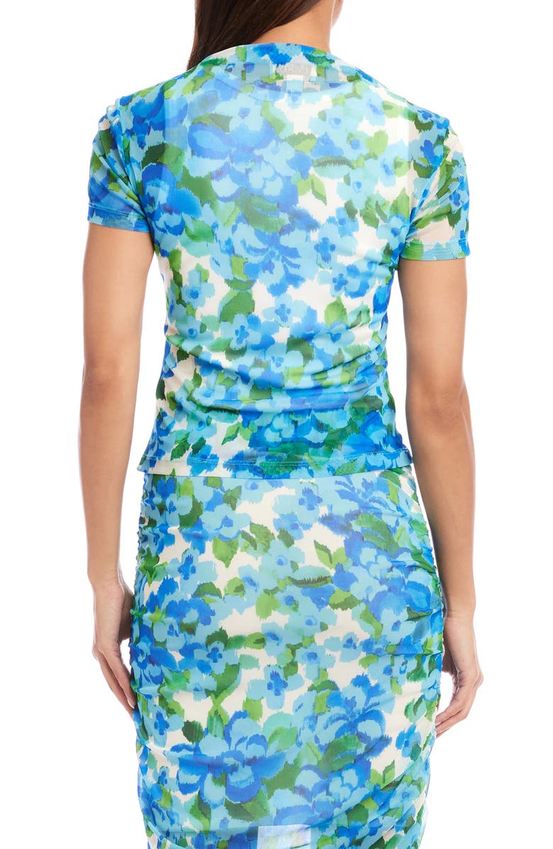 FIFTEEN TWENTY Sabrina Floral Ruched Mesh Top, Alternate, color,