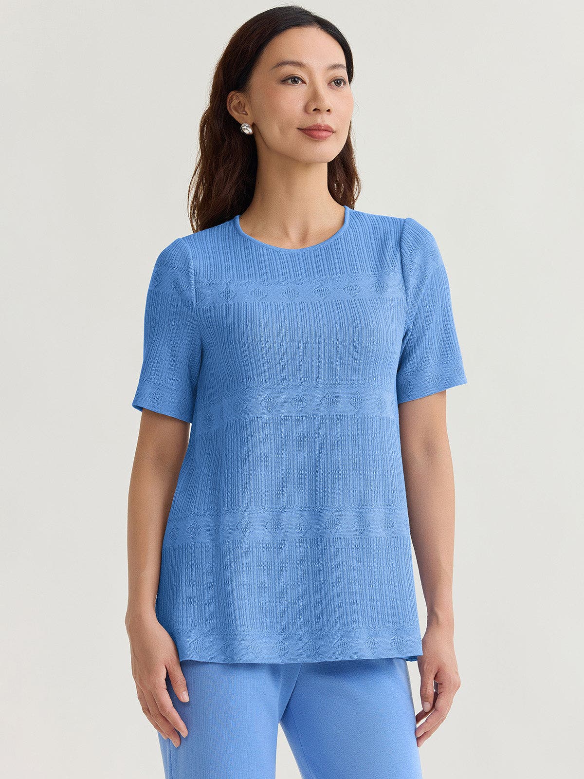 Diamond Ribbed Texture Soft Knit Tunic - image 2