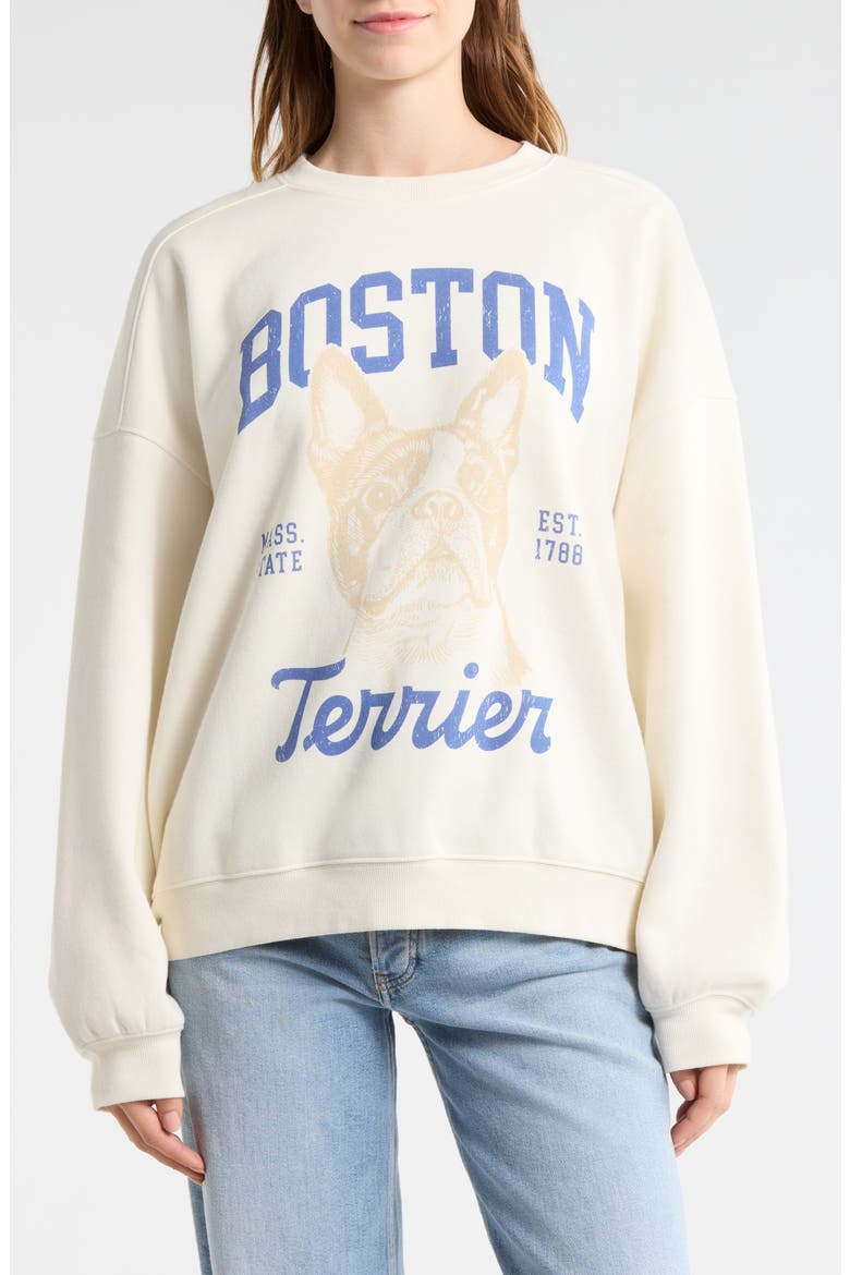 Boston Terrier Fleece Sweatshirt, Main, color, MARSHMALLOW