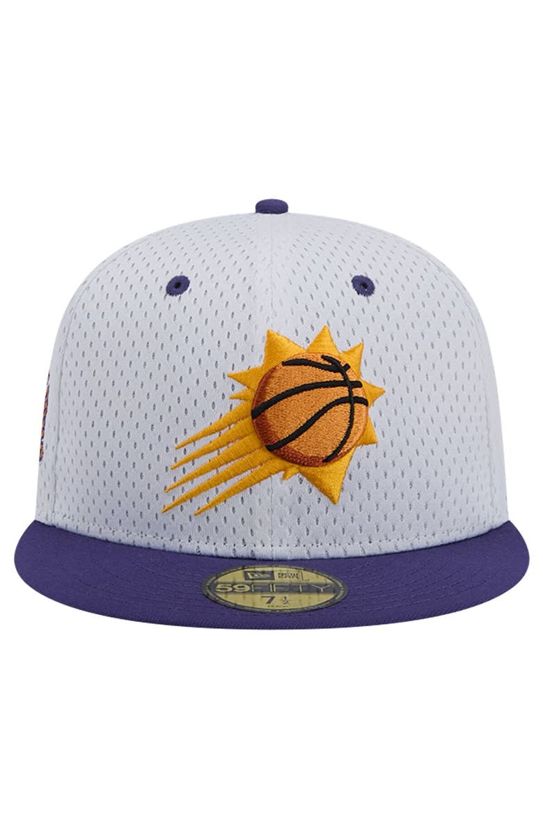 New Era Men's New Era White/Purple Phoenix Suns Throwback 2Tone 59FIFTY Fitted Hat, Alternate, color, White