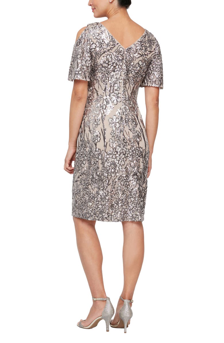 Alex Evenings Slit Sleeve Sequin Cocktail Sheath Dress, Alternate, color, 