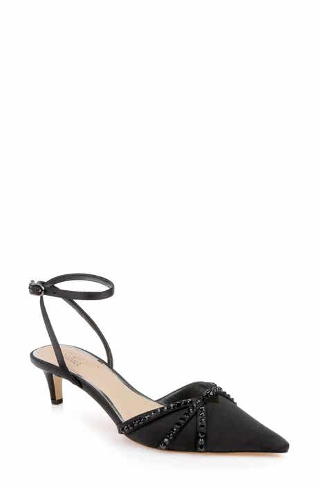 Jewel Badgley Mischka Indra Ankle Strap Pointed Toe Kitten Heel Pump