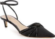 Jewel Badgley Mischka Indra Ankle Strap Pointed Toe Kitten Heel Pump