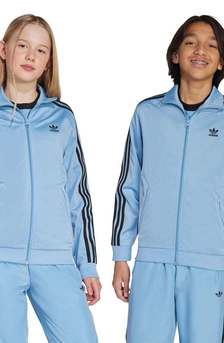 adidas Kids' Firebird Recycled Polyester Track Jacket, Alternate, color, Ash Blue