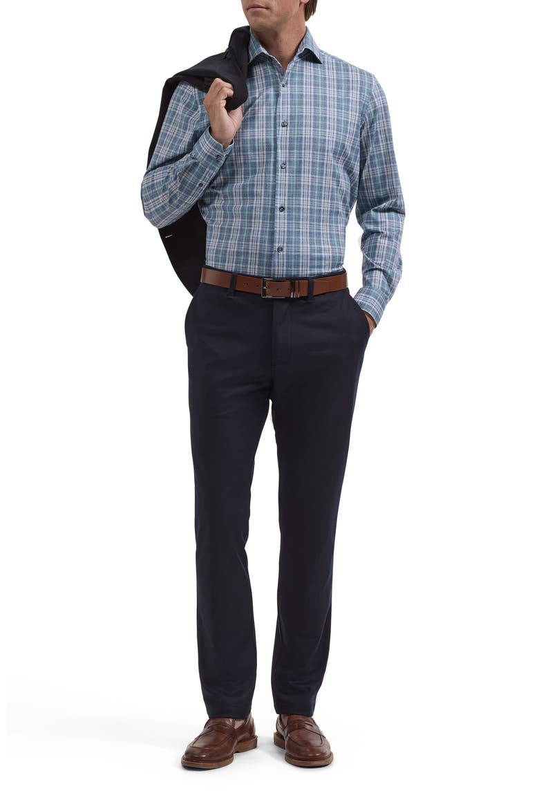 Devon OoohCotton® Plaid Button-Up Shirt, Alternate, color, TEAL