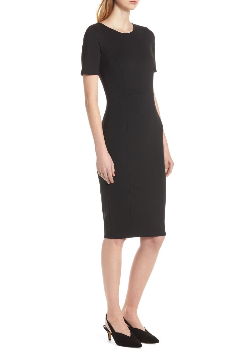 Zip Back Sheath Dress, Alternate, color, BLACK