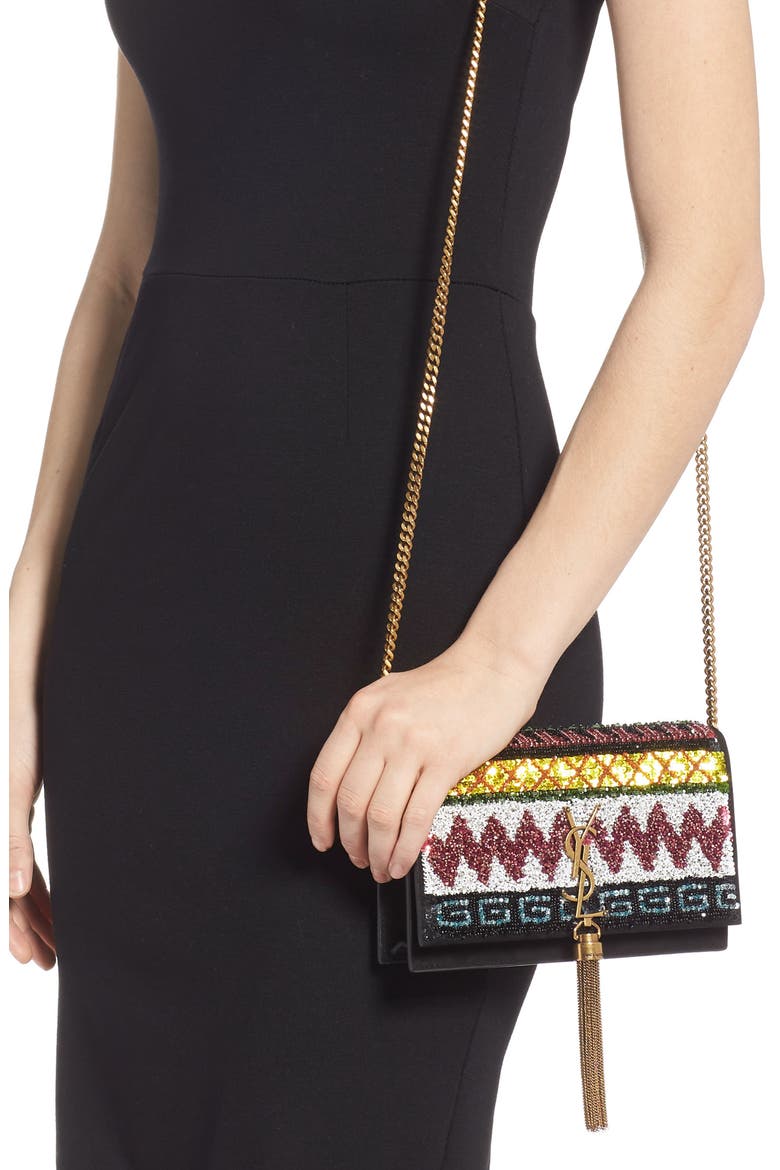 Kate Beaded Wallet on a Chain, Alternate, color, NERO/ MULTI