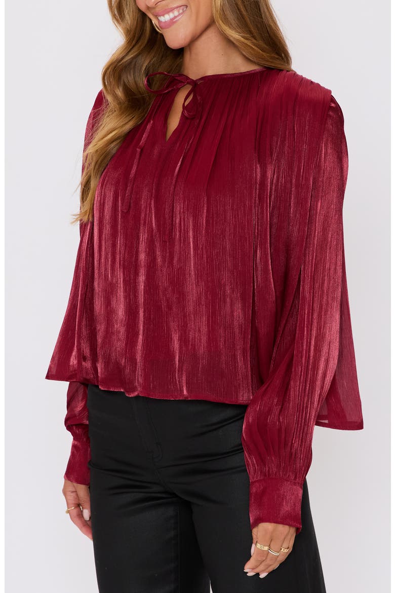Metallic Satin Top, Alternate, color, RUBY