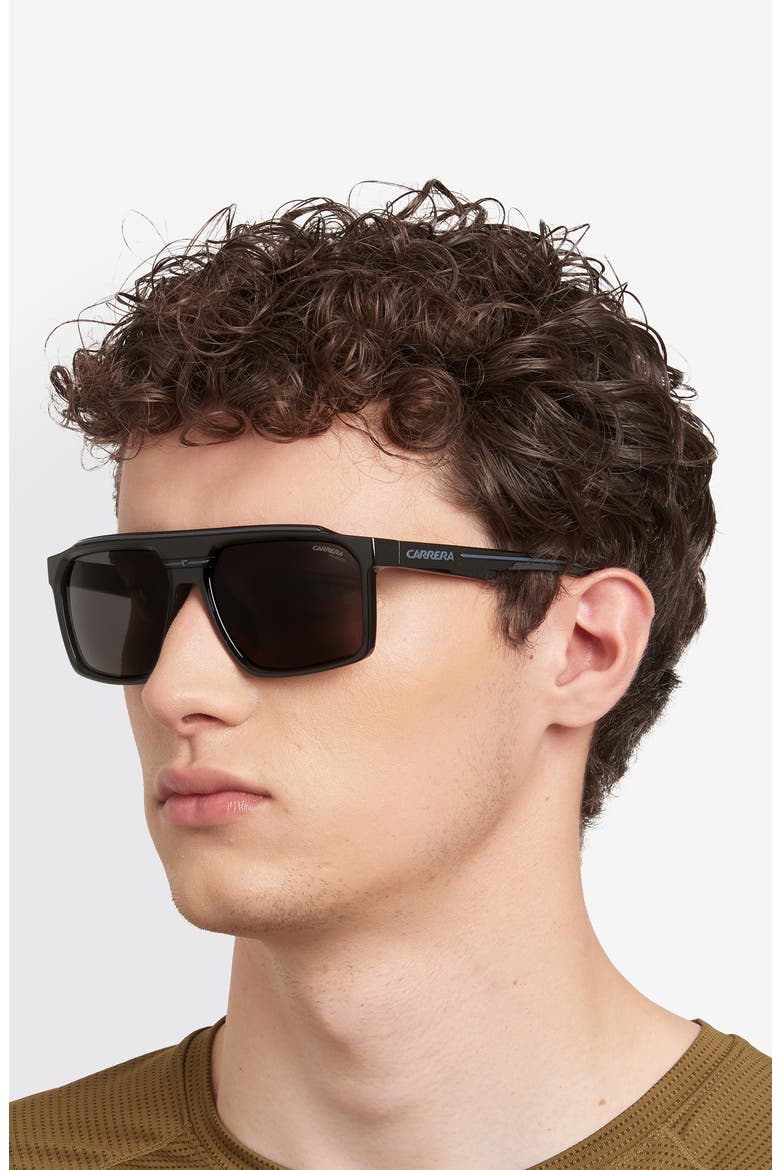 C Sport 59mm Rectangular Sunglasses, Alternate, color, BLACK/ GREY PZ
