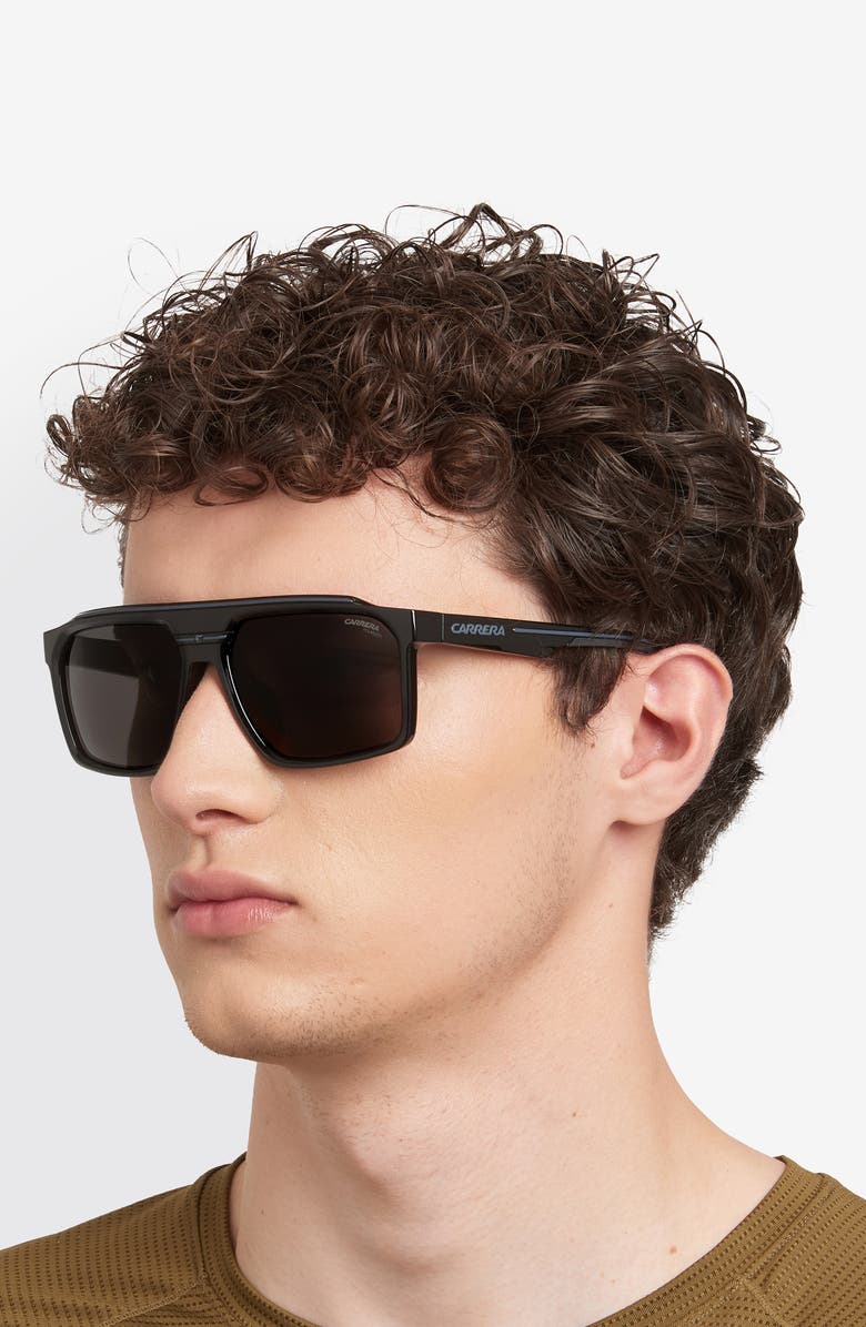 Carrera Eyewear C Sport 59mm Rectangular Sunglasses, Alternate, color, Black/ Grey Pz