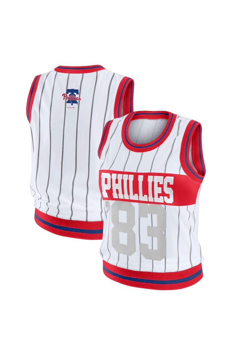 WEAR by Erin Andrews Women's WEAR by Erin Andrews White Philadelphia Phillies Sporty Tank Top, Main, color, White
