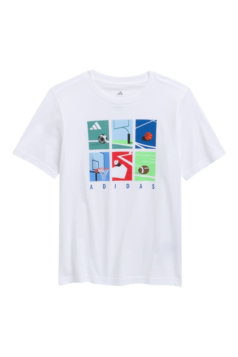 Kids' Box Logo Cotton Graphic T-Shirt, Main, color, WHITE