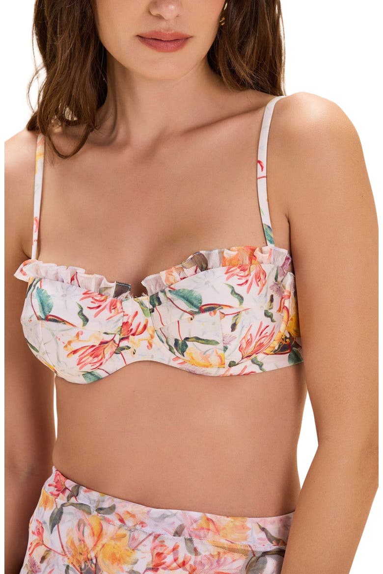Honey Flower Underwire Bikini Top, Alternate, color, OFF WHITE