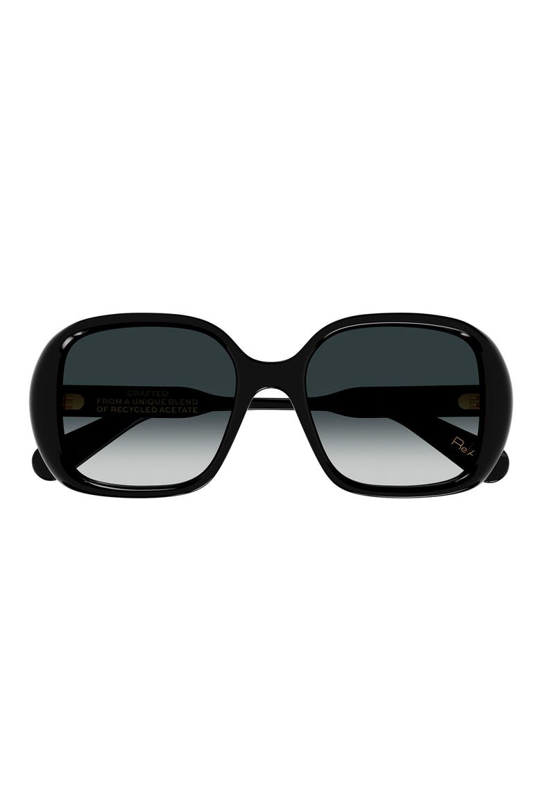 55mm Gradient Square Sunglasses, Main, color, BLACK