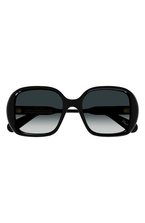 55mm Gradient Polarized Square Sunglasses