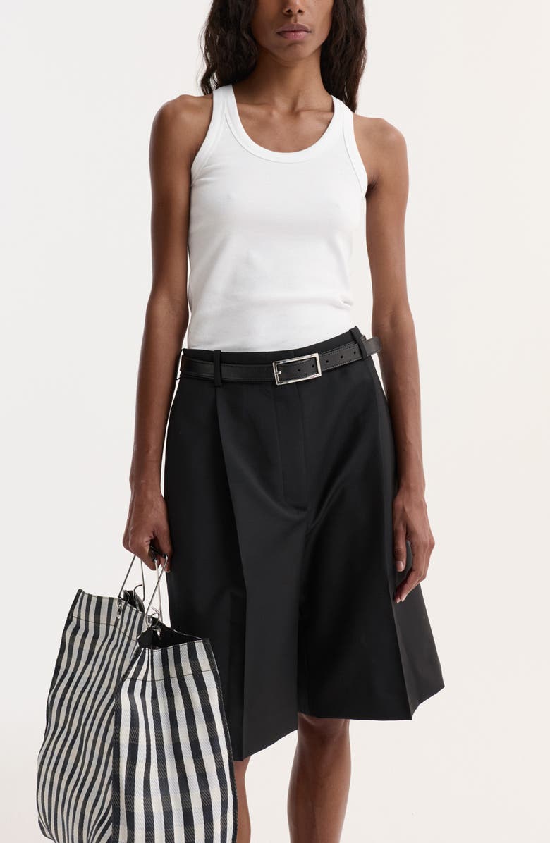 Róhe Tailored Wool & Mohair Shorts, Alternate, color, Black