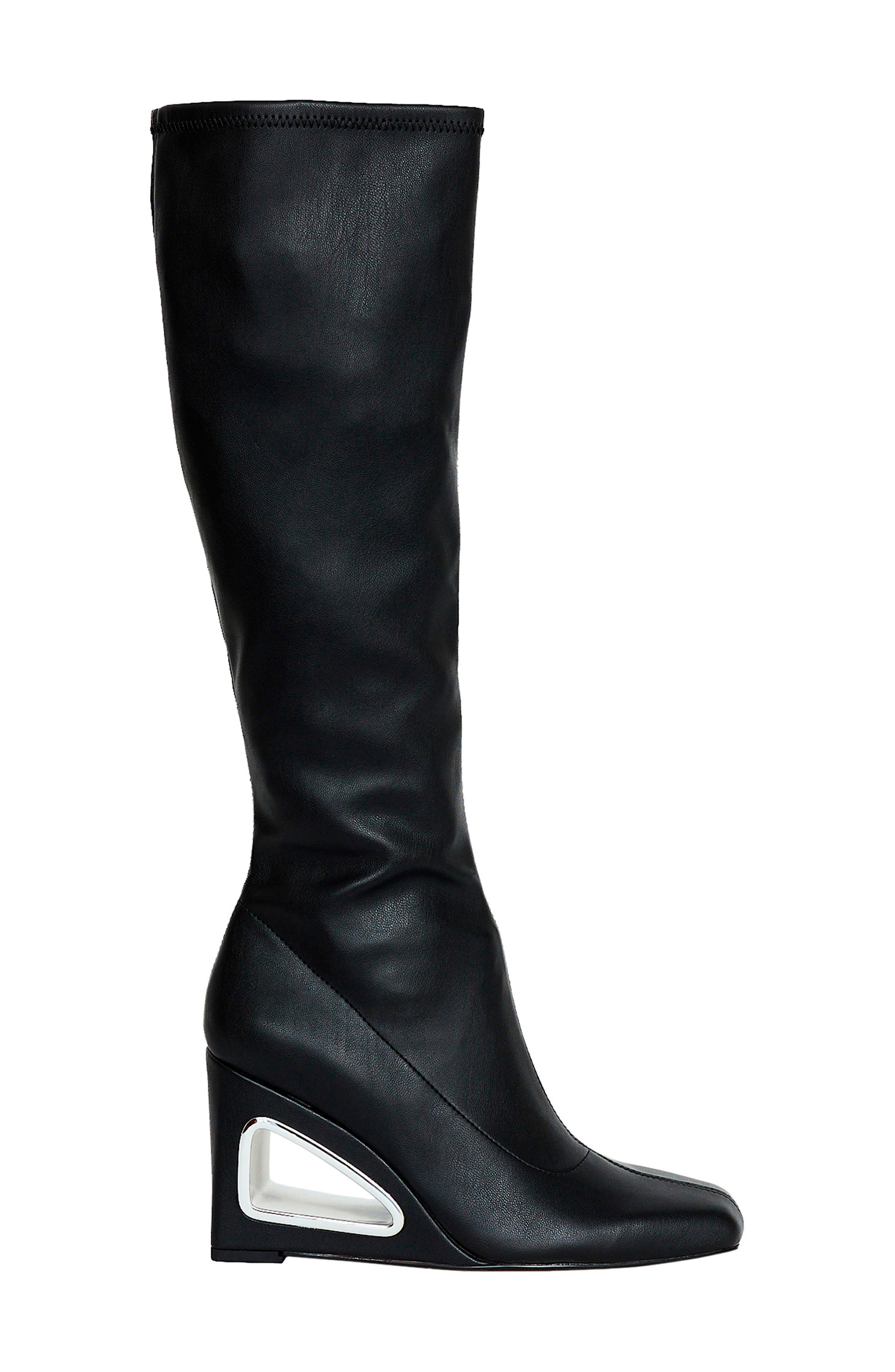 The Hollow Wedge Knee High Boot, Alternate, color, BLACK