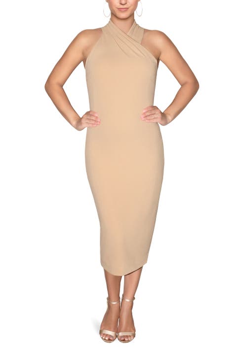 Harland Crossover Halter Midi Dress