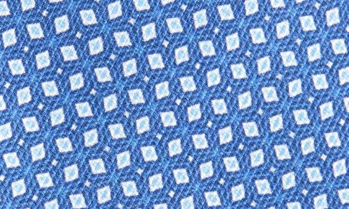 David Donahue Geometric Silk Tie In Navy