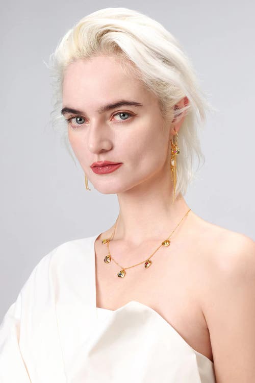 Classicharms Iris Freshwater Pearl And Cubic Zirconia Radiant Reverie Cascade Hoop Earrings In Gold