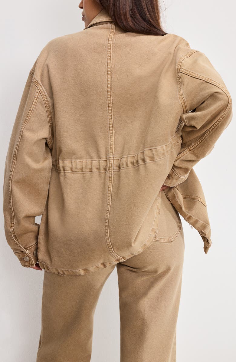 Good American Oversize Canvas Shirt Jacket, Alternate, color, Good Khaki001