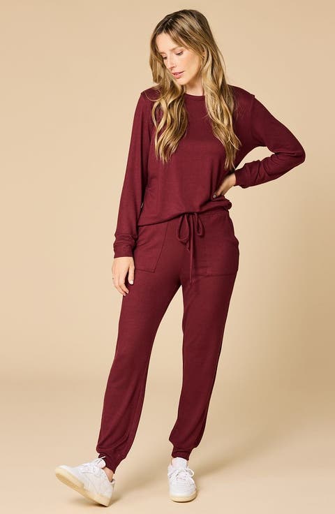 Dream Jersey Long Sleeve Crew Neck Lounge Set with Jogger Pant