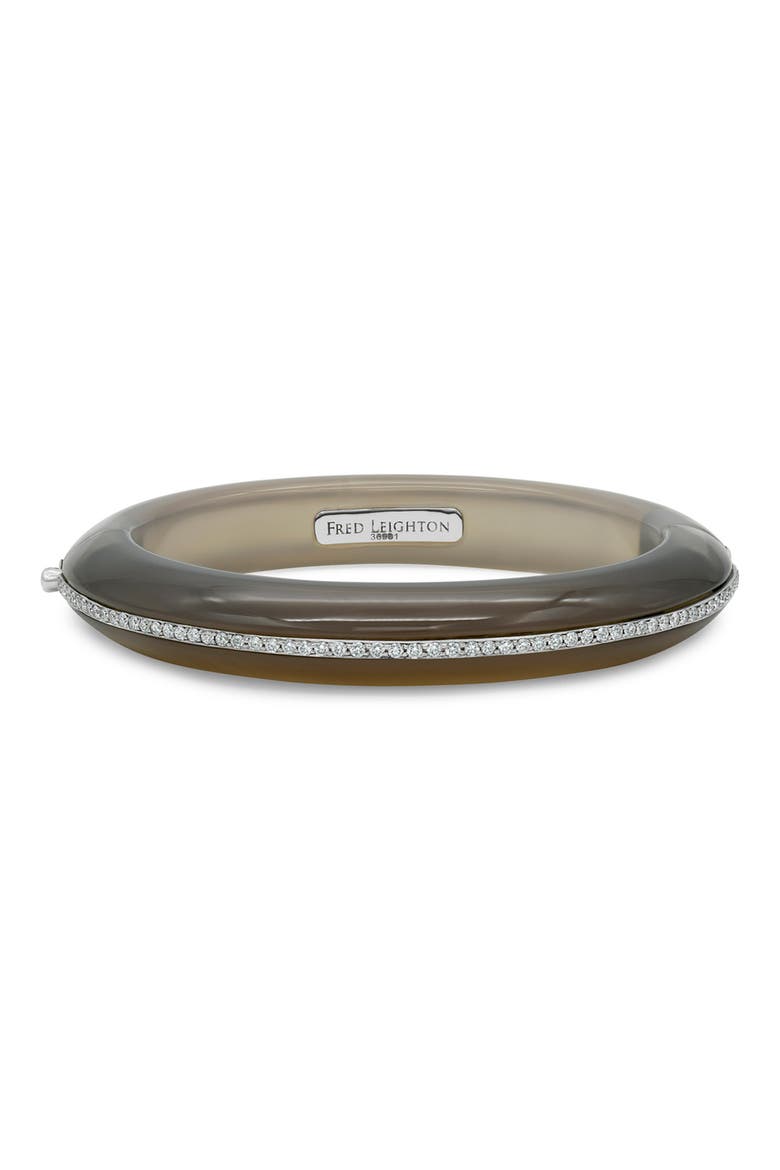 Grey Chalcedony & Diamond Line Bangle, Main, color, WHITE GOLD