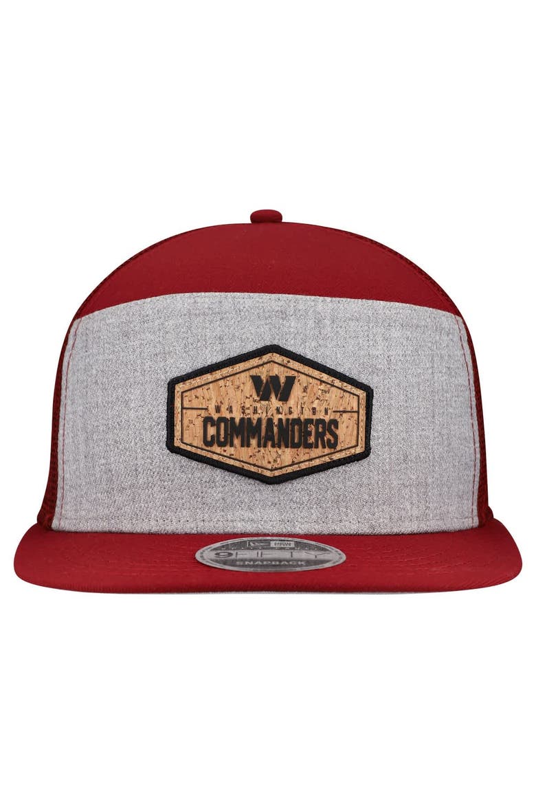 Men's New Era  Gray/Burgundy Washington Commanders Cork Split Panel 9FIFTY Trucker Snapback Hat, Alternate, color, Gray