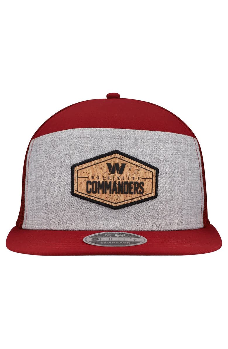 New Era Men's New Era  Gray/Burgundy Washington Commanders Cork Split Panel 9FIFTY Trucker Snapback Hat, Alternate, color, Gray