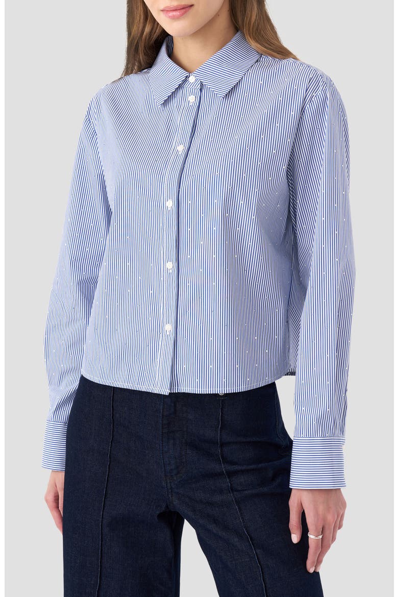 Boxy Stripe Button-Up Shirt, Main, color, BLUE STRIPE