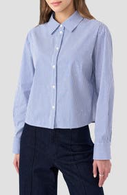 RM Rebecca Minkoff Boxy Stripe Button-Up Shirt