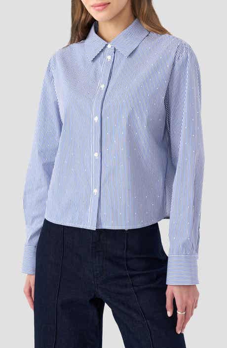 RM Rebecca Minkoff Boxy Stripe Button-Up Shirt