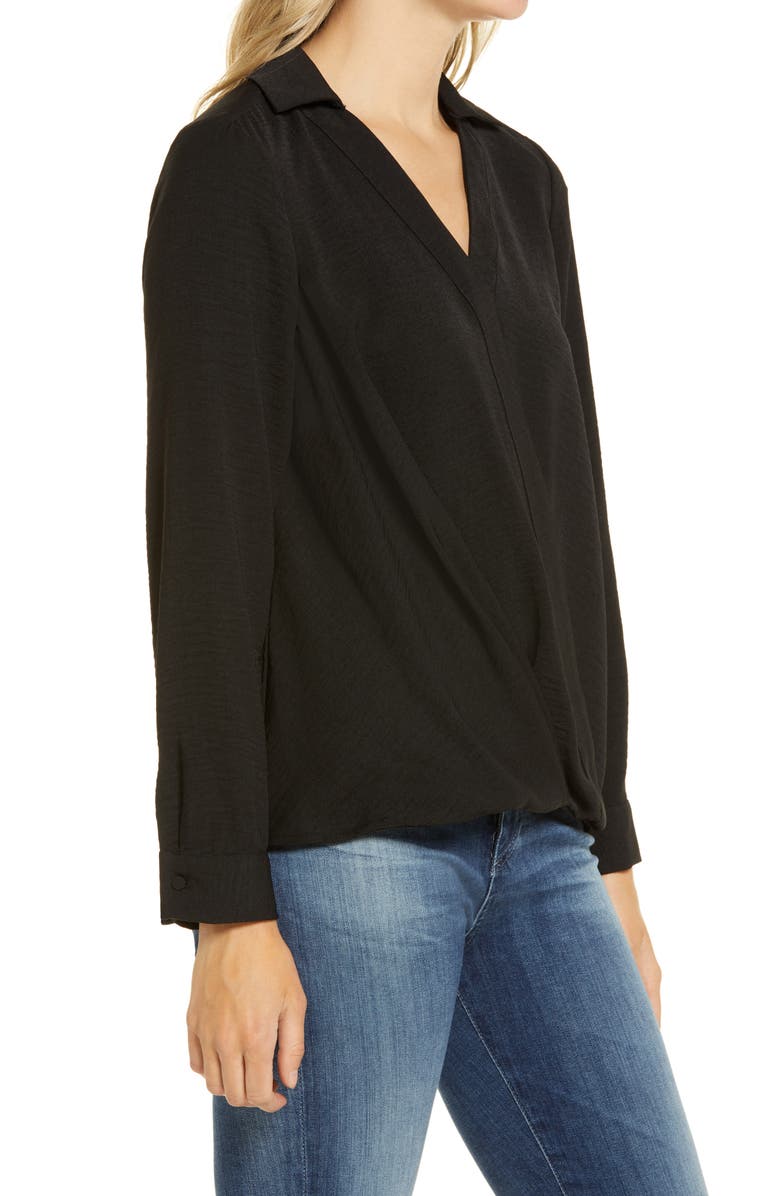 Vince Camuto Wrap Front Rumple Twill Blouse, Alternate, color,