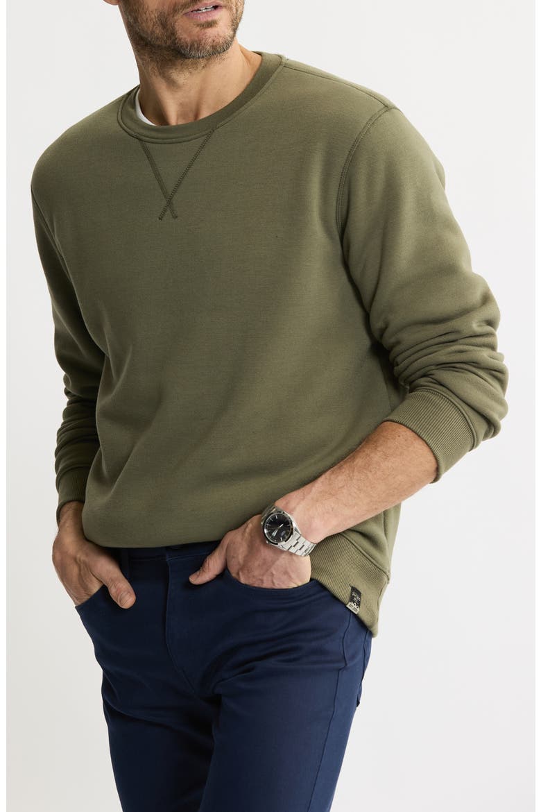 Faux Shearling Lined Crewneck Sweatshirt, Main, color, OLIVE