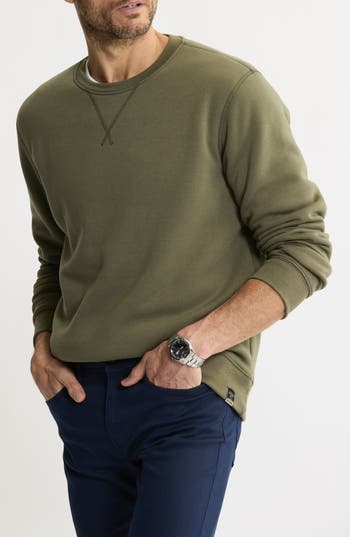 Jachs Faux Shearling Lined Crewneck Sweatshirt In Green