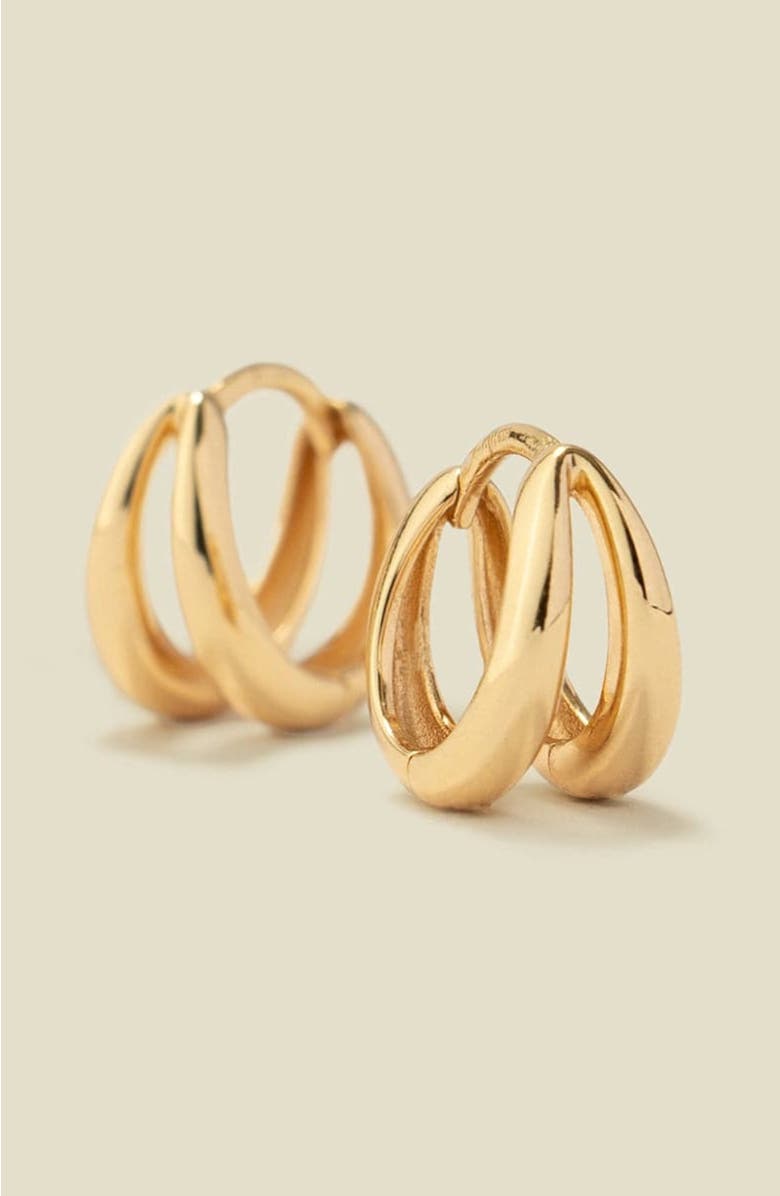 MADE BY MARY Split Huggie Hoop Earrings, Alternate, color, Gold Vermeil