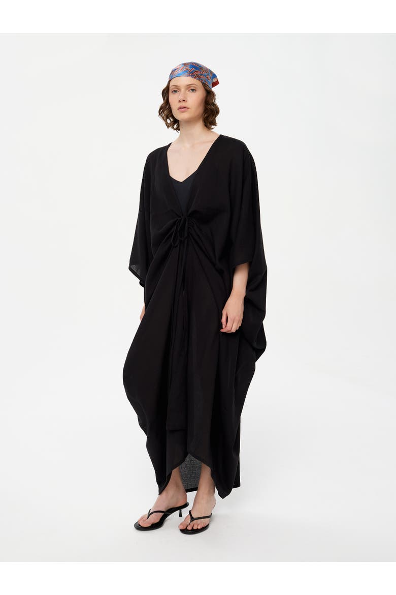 Beach Cotton Kaftan, Alternate, color, Black