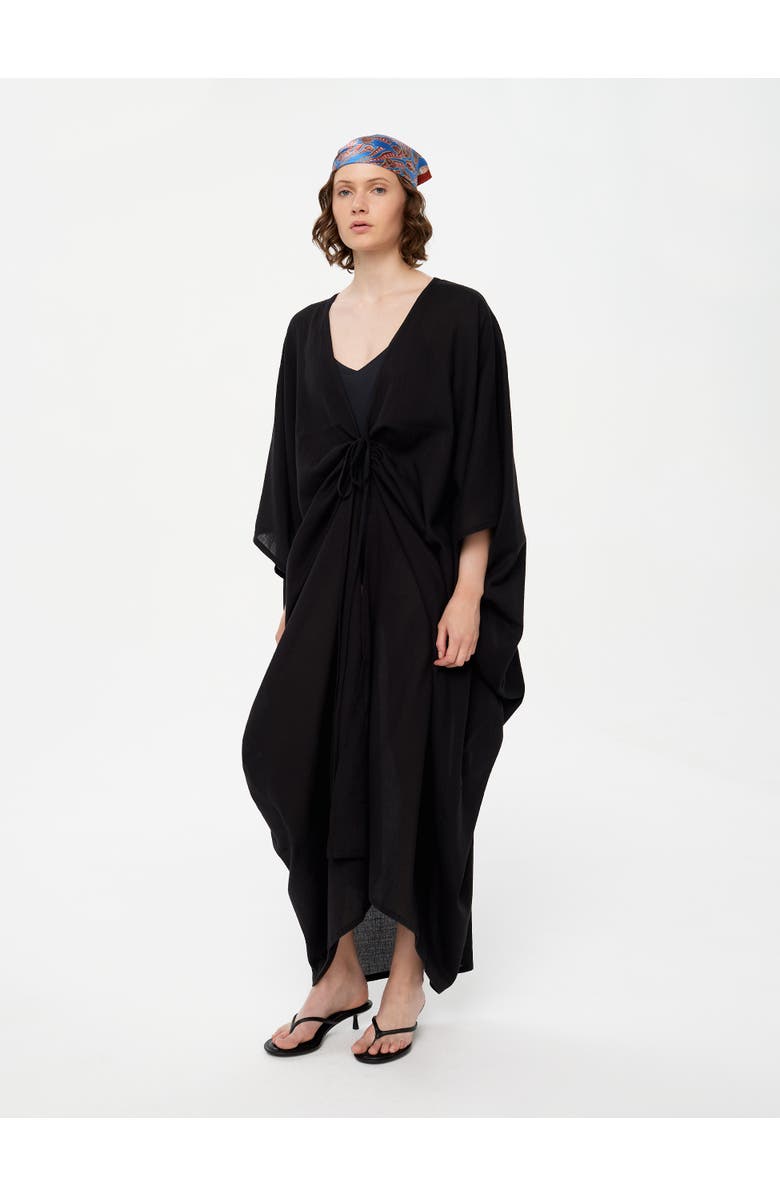 Alas Beach Cotton Kaftan, Alternate, color, Black