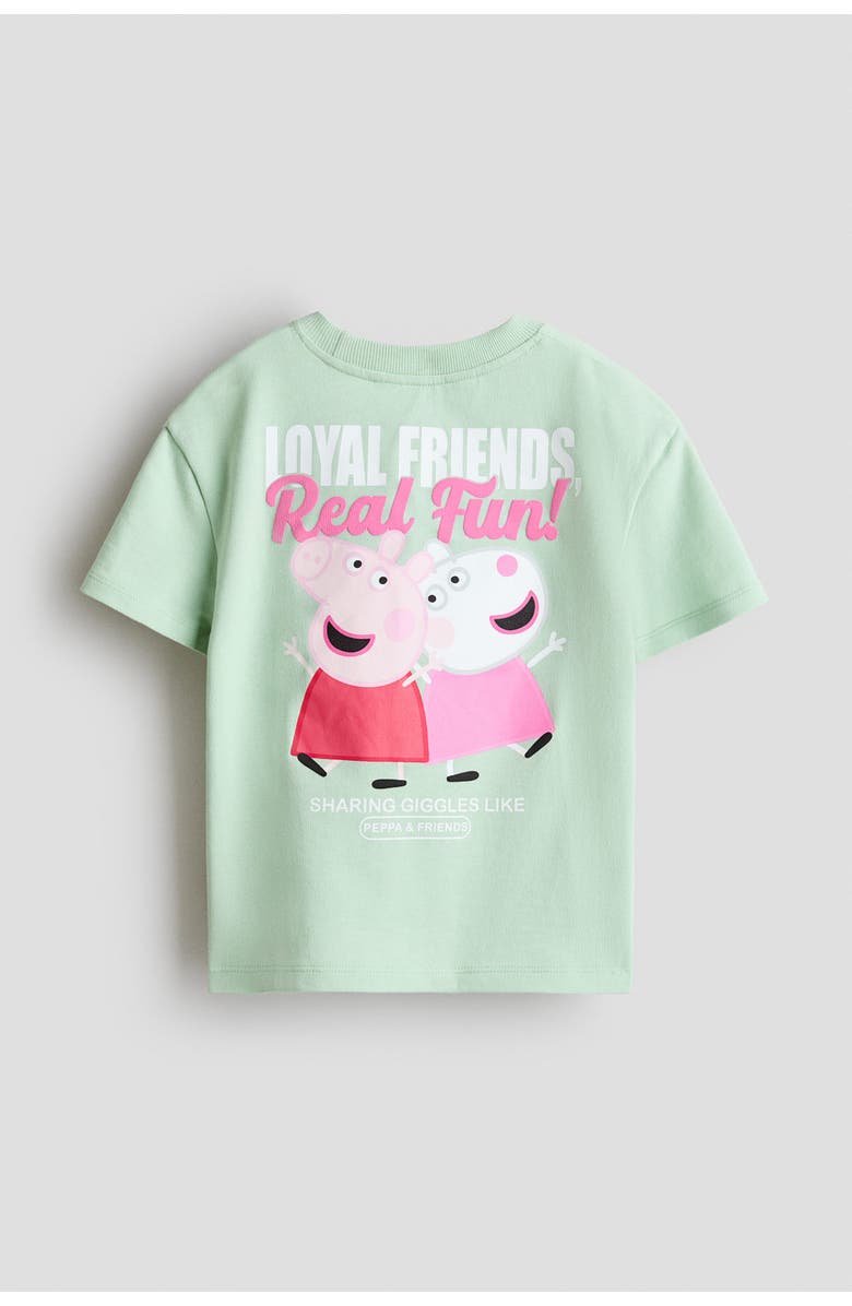 H&M Printed Short-sleeved Sweatshirt, Alternate, color, Light Green/Peppa Pig