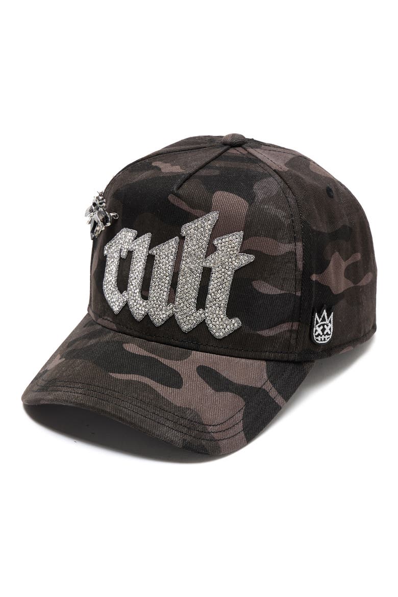 Crystal Logo Camo Trucker Hat, Alternate, color, BLACK CAMO