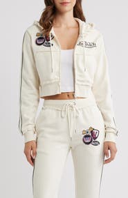Von Dutch Cropped Raw Edge Full Zip Hoodie