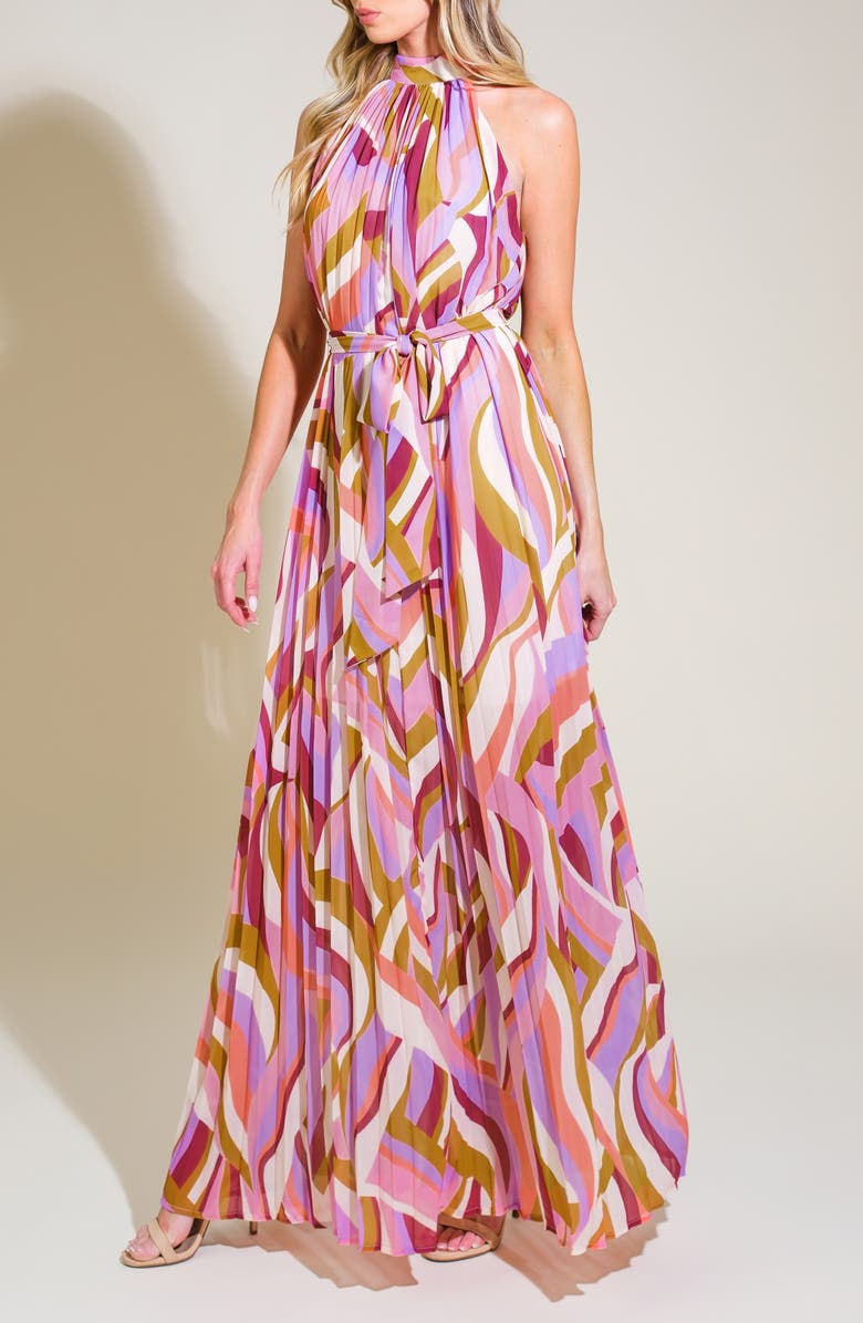 FLYING TOMATO Print Halter Maxi Dress, Alternate, color,