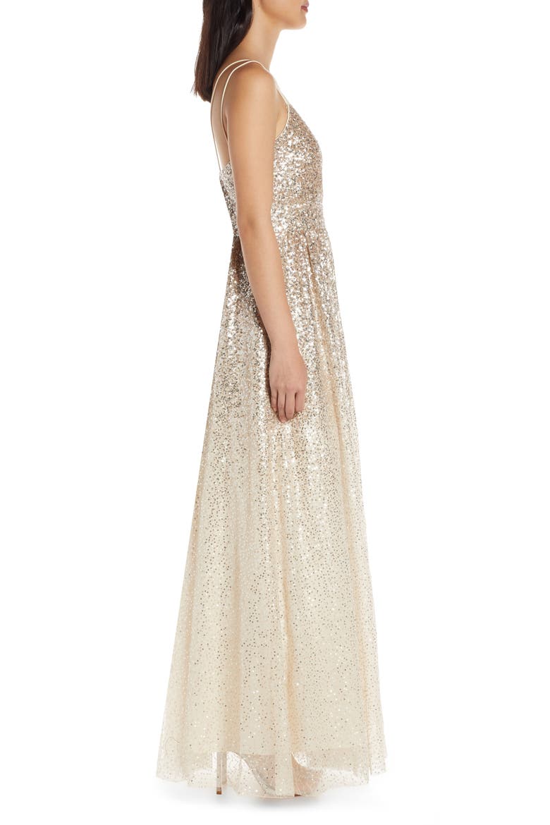 Ombré Sequin Gown, Alternate, color, CHAMPAGNE