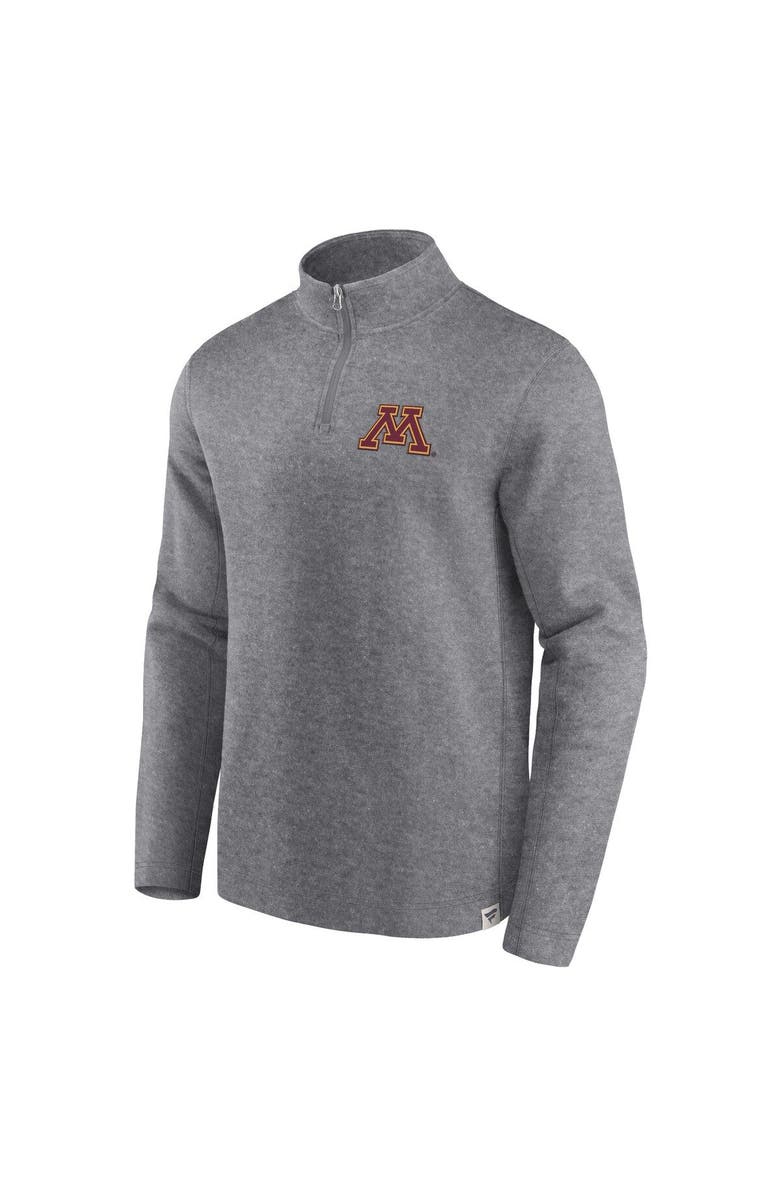 FANATICS Men's Fanatics Branded Heather Gray Minnesota Golden Gophers Vintage Fleece Quarter-Zip Jacket, Alternate, color, Heather Gray