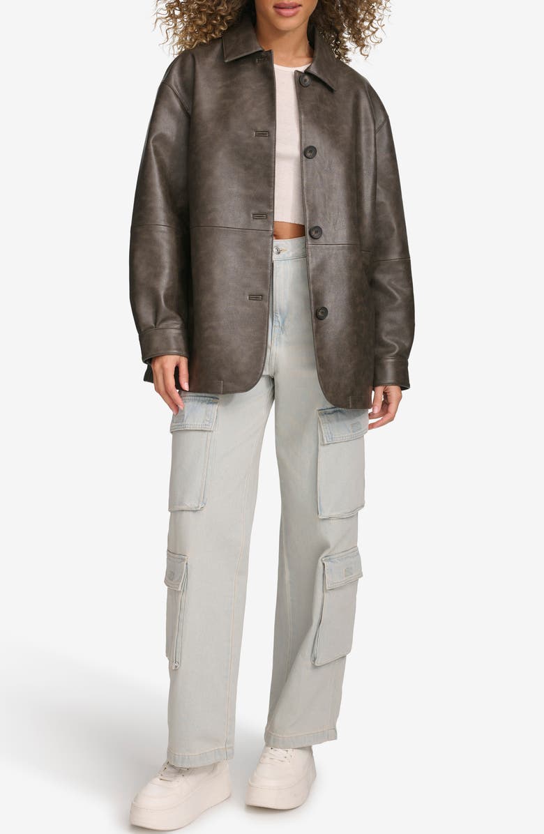 Levi's Oversize Faux Leather Relaxed Jacket, Alternate, color, Ash