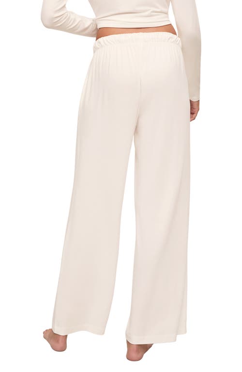 Eberjey Cozy Time Drawstring Wide Leg Pants In Ivory