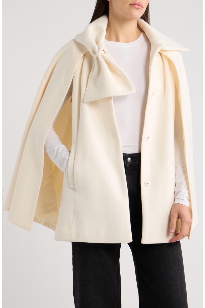 Bow Scarf Collar Cape, Alternate, color, IVORY