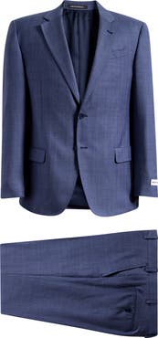 Emporio Armani Blue Shadow Plaid Virgin Wool Suit